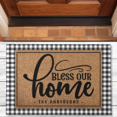 Persoonlijke Buffalo Plaid Bless Our Home Deurmat
