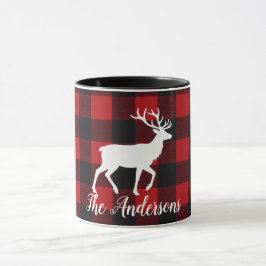 Persoonlijke Buffalo Plaid Hert Familie Naam Mok G