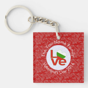 Persoonlijke Bulgaarse Rode LOVE Vlag  Sleutelhanger