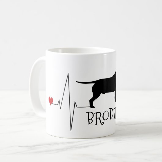 Persoonlijke bull Terrier Love My Dog Heart Beat Koffiemok (Voorkant links)
