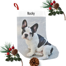 Persoonlijke Bulldog Foto en Bulldog Naam Kleine Kerstsok