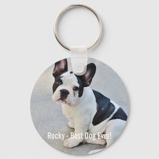 Persoonlijke Bulldog Foto en Bulldog Naam Sleutelhanger (Voorkant)
