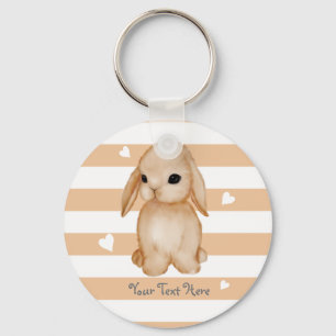 Persoonlijke Bunny Heart Button Sleutelhanger