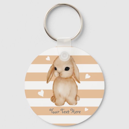 Persoonlijke Bunny Heart Button Sleutelhanger (Voorkant)