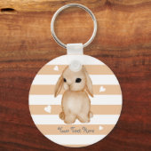 Persoonlijke Bunny Heart Button Sleutelhanger (Voorkant)
