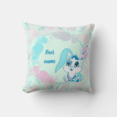 Persoonlijke Bunny Knuffel Blauwe Kawaii Kussen (Voorkant)