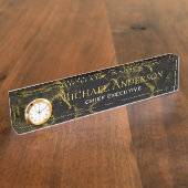 Persoonlijke Bureaublad NAAM Plaat Zwart GOUD MARM Naambordje (Zijkant)