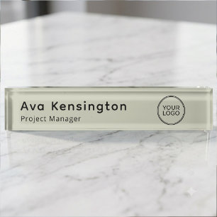 Persoonlijke bureaunaambord met aangepast logo naambordje