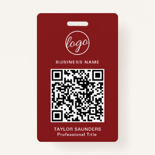 Persoonlijke Burgundy Logo QR Code Employee ID Badge