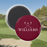 Persoonlijke Burgundy Red Name Golf Clubs Magneet<br><div class="desc">Pas de naam in klassieke typografie aan om een uniek golfgeschenk te creëer en in het belang van elke golfer. Ontworpen door: Thisnotme©</div>