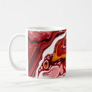Persoonlijke Burgundy White Digital Fluid Art Koffiemok