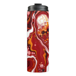Persoonlijke Burgundy White Digital Fluid Art Thermosbeker