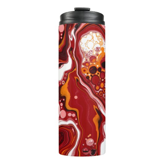 Persoonlijke Burgundy White Digital Fluid Art Thermosbeker (Voorkant)