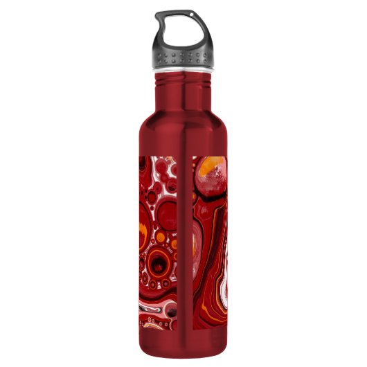 Persoonlijke Burgundy White Digital Fluid Art Waterfles (Achterkant)
