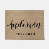 Persoonlijke Burlap Achternaam Deurmat (Voorkant)