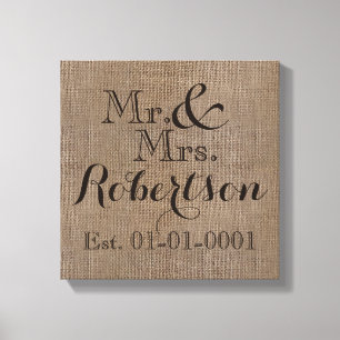 Persoonlijke burlap-look Rustic Wedding Keepomwill Canvas Afdruk