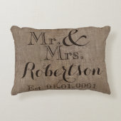 Persoonlijke burlap-look Rustic Wedding Keepomwill Decoratief Kussen (Voorkant)