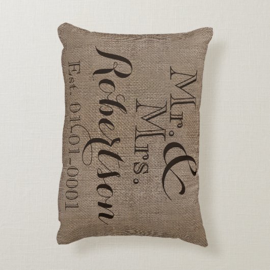 Persoonlijke burlap-look Rustic Wedding Keepomwill Decoratief Kussen (Achterkant (Verticaal))