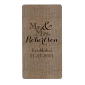 Persoonlijke burlap-look Rustic Wedding Keepomwill Etiket (Voorkant)