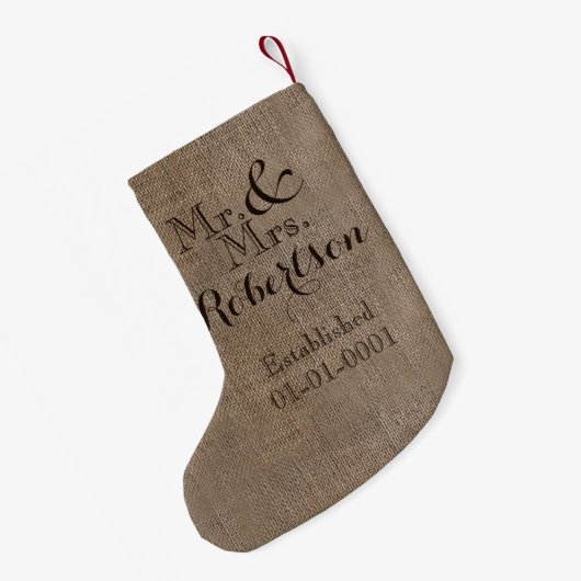 Persoonlijke burlap-look Rustic Wedding Keepomwill Kleine Kerstsok (Achterkant (Hangend))