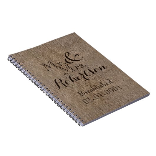 Persoonlijke burlap-look Rustic Wedding Keepomwill Notitieboek (Rechterzijde)
