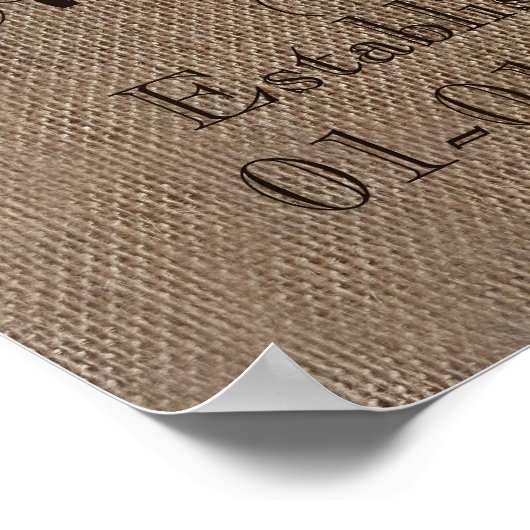 Persoonlijke burlap-look Rustic Wedding Keepomwill Poster (Hoek)