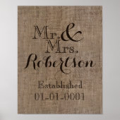 Persoonlijke burlap-look Rustic Wedding Keepomwill Poster (Voorkant)