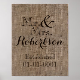 Persoonlijke burlap-look Rustic Wedding Keepomwill Poster