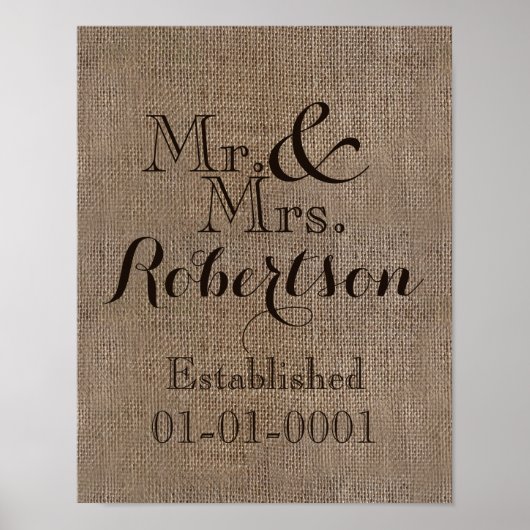 Persoonlijke burlap-look Rustic Wedding Keepomwill Poster (Voorkant)