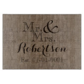 Persoonlijke burlap-look Rustic Wedding Keepomwill Snijplank (Voorkant)