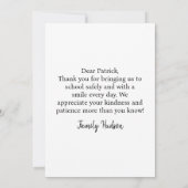 Persoonlijke buschauffeurskaart van leerling ouder bedankkaart (Achterkant)