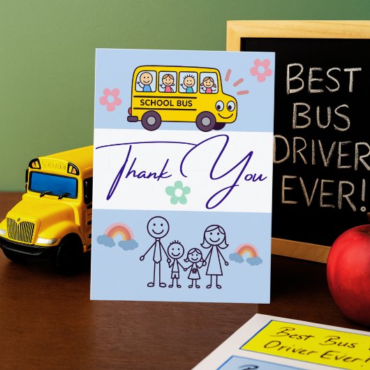Persoonlijke buschauffeurskaart van leerling ouder bedankkaart