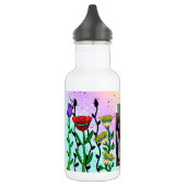 Persoonlijke Butterfly en Flowers Foto en naam Waterfles (Links)