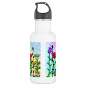 Persoonlijke Butterfly en Flowers Foto en naam Waterfles (Achterkant)