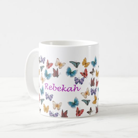 Persoonlijke Butterfly Mok - Rebekah (Voorkant links)