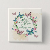 Persoonlijke Butterfly Wreath Wedding Pin Button (Voorkant)