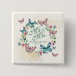 Persoonlijke Butterfly Wreath Wedding Pin Button