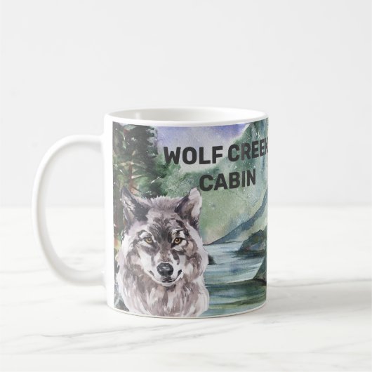 Persoonlijke Cabin Woods Wolf Forest Koffiemok (Links)