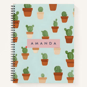 Persoonlijke Cactus in Terracotta Potten Notitieboek