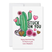 Persoonlijke Cactus Roze Hart Valentijnskaart