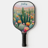Persoonlijke Cactus Woestijn Bloemen Pickleball Paddle (Voorkant)