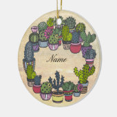 Persoonlijke Cactus Wreath Keramisch Ornament (Links)