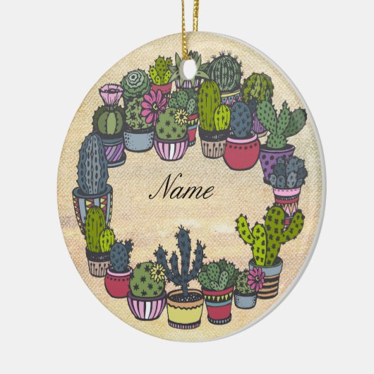 Persoonlijke Cactus Wreath Keramisch Ornament (Links)