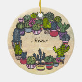 Persoonlijke Cactus Wreath Keramisch Ornament (Achterkant)