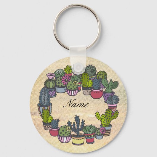 Persoonlijke Cactus Wreath Sleutelhanger (Voorkant)