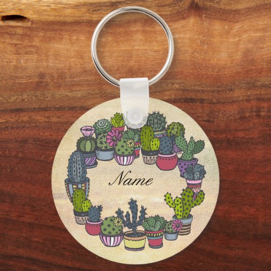 Persoonlijke Cactus Wreath Sleutelhanger (Voorkant)