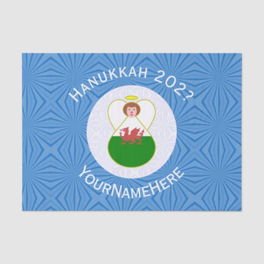 Persoonlijke cadeau met Welshe engel Chanoeka vlag Tissuepapier (Voorkant)