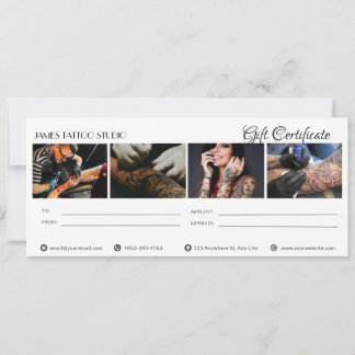 Persoonlijke cadeaubon voor Tatoeage Studio Kaart