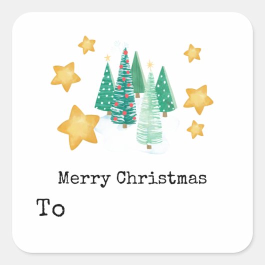 Persoonlijke cadeaunaam - Kerstboom Vierkante Sticker (Voorkant)