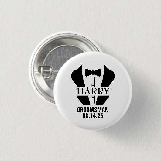 Persoonlijke cadeaus voor bruidsjonkers ronde button 3,2 cm (Voorkant /achterkant)